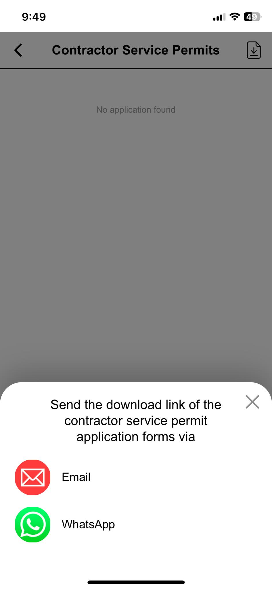 Contractor Service Permits App Screenshot