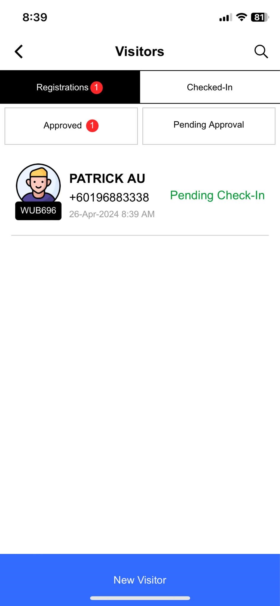 Visitors App - Visitor Added Successfully