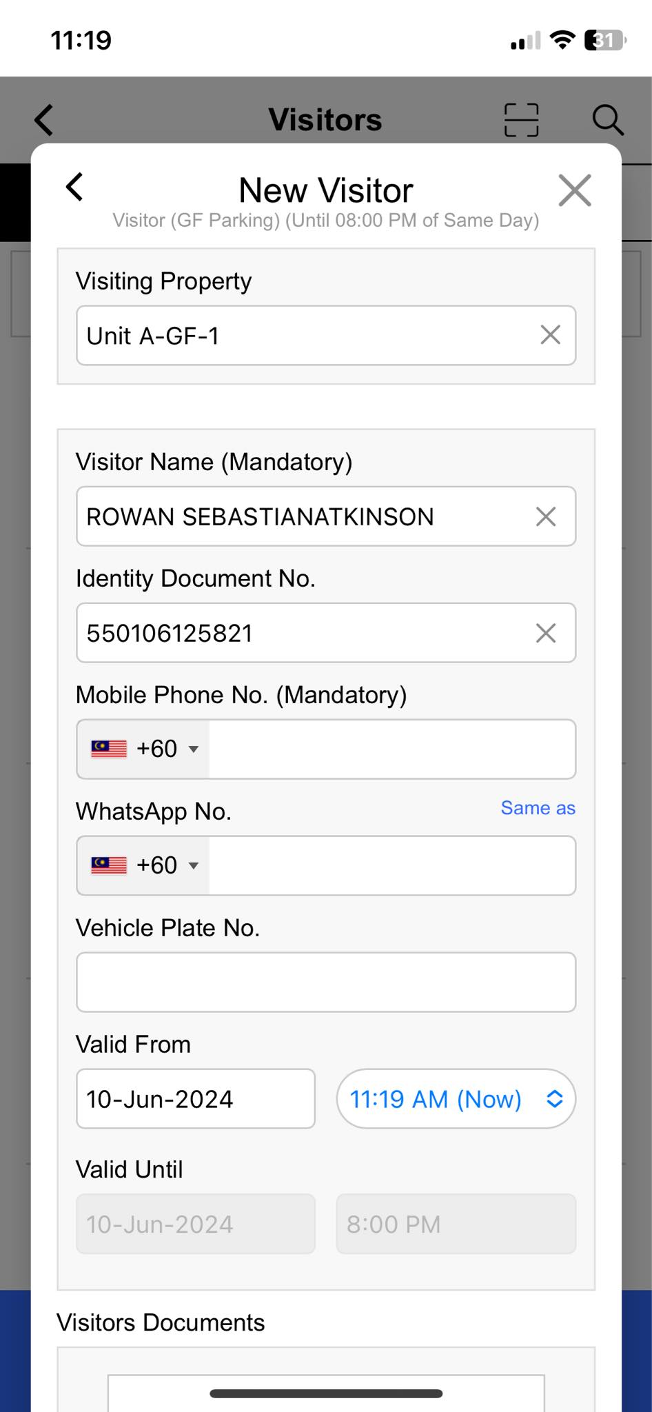 Visitors App - OCR Result